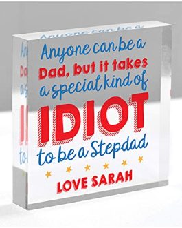 Step Dad Funny Gifts – Step Dad Fathers Day Gifts – PERSONALISED Step Dad Thank You Presents – Novelty Stepdad Gifts From Daughter Son – Birthday Christmas Stepdad – With Grey Bag