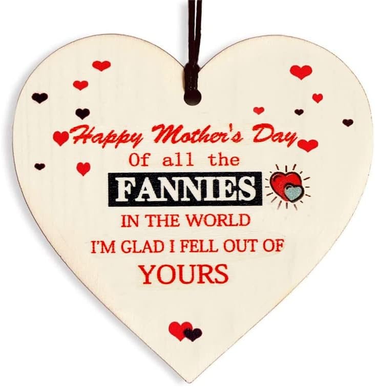 Funny Mothers Day Gifts, Rude Novelty Mothers Day Presents, Wooden Heart Gift Mothers Day Funny Gifts for Mum Daughter Son, Gift for Mum Birthday