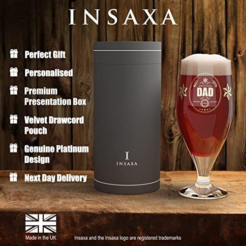 Insaxa Father's Day Gifts Dad Gifts - World's Finest Dad Beer Glass (1 Pint / 580ml) Dad Birthday Gifts for Dad Christmas Gifts for Dad Presents for Dad Fathers Day Gift Dad Gift - Image 2