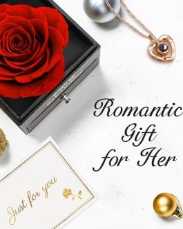 Mothers Day Preserved Rose Gifts for Mum, Eternal Rose with I Love You Necklace, Romantic Gifts for Women, Mum, Wife, Girlfriend on Mother’s Day, Anniversary, Valentine’s Day, Birthday, Christmas