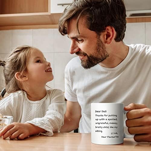 Fathers Day Coffee Mug Gifts for Dad, 11oz Mug Gifts Father's Day from Daughter Son Kids, Funny Birthday Gifts for Daddy - Thanks for Putting Up with a Spoiled Child Like Sibling Love, 11oz White - Image 3