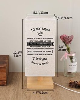 PRSTENLY Mum Birthday Gifts, Personalised Bedside Lamp with Warm Saying, Gifts for Mum on Her Birthday Christmas Anniversary Mothers Day, Mummy Presents from Daughter Son, 12*31CM