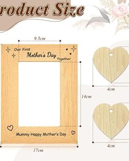 Photo Gifts for Mom 4 x 6 Inch First Mother’s Day Photo Frame Happy Mothers’ Day Wooden Photo Frame with Writable DIY Love Tag for DIY Crafts Birthday Mother’s Day
