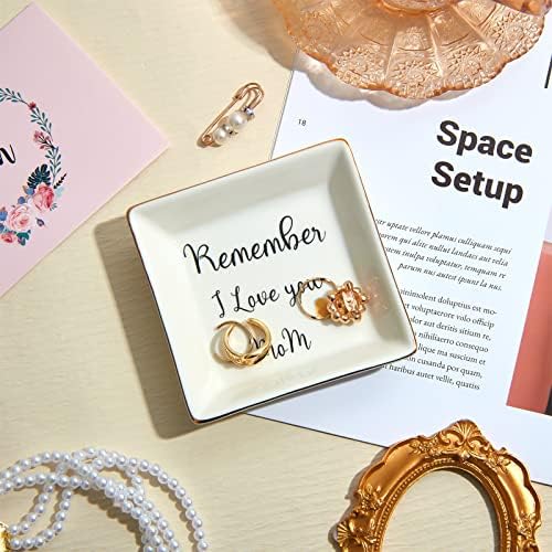 Ceramic Jewellery Dish with Greeting Card, Mothers Day Card Remember I Love You Mom Gifts from Daughter Son Trinket Plate Ring Holders Jewelry Tray Decor for Mother's Day Christmas Mom Birthday Gifts - Image 4