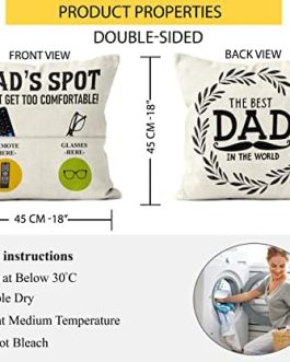 Kies GIFT®(Double-Sided) Gifts for Dad Gifts from Daughter Daddy Gifts with Pockets Cushion Covers 18×18 Inches Dad Gifts from Son Dad Birthday Gifts Daddy Birthday Gifts Birthday Gift for Dad
