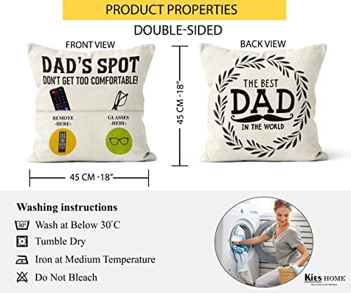 Kies GIFT®(Double-Sided) Gifts for Dad Gifts from Daughter Daddy Gifts with Pockets Cushion Covers 18x18 Inches Dad Gifts from Son Dad Birthday Gifts Daddy Birthday Gifts Birthday Gift for Dad - Image 2