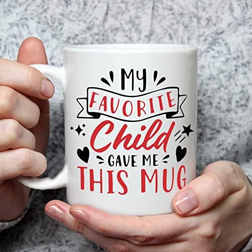 Welsky Gifts for Mum Dad Mug - My Favorite Child Gave Me This Mug - 330ml Ceramic Coffee Mug Daddy Mummy Presents , Mothers Fathers Day Birthday Christmas Gifts for Mum Dad from Daughter Son - Image 5
