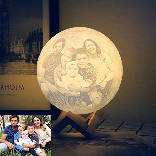ACED Mothers Day Gifts Personalised Gifts for Mum Kids Girlfriend Personalized Moon Lamp with Photo Text 3D Printing 16 Colours Wooden Stand & Remote/Touch Control (15 cm, Small) - Image 5