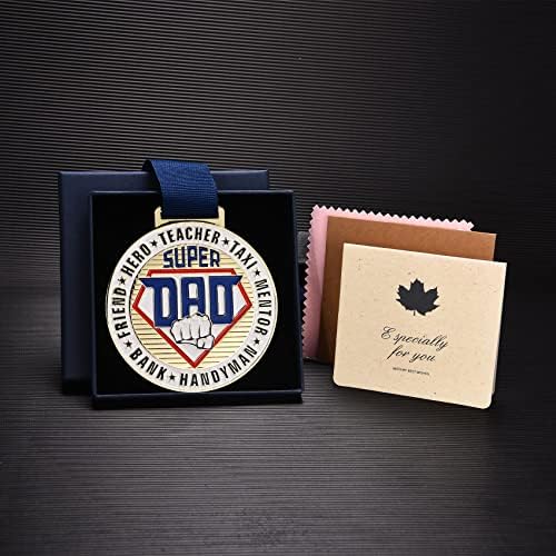 JEWAB Super Dad Medal Gifts for Dad Fathers Day, High Grade Alloy with Gold Finish Dad Medal - Dad Christmas Gifts | Birthday Presents for Dad from Daughter Son, Best Dad Award - Image 7