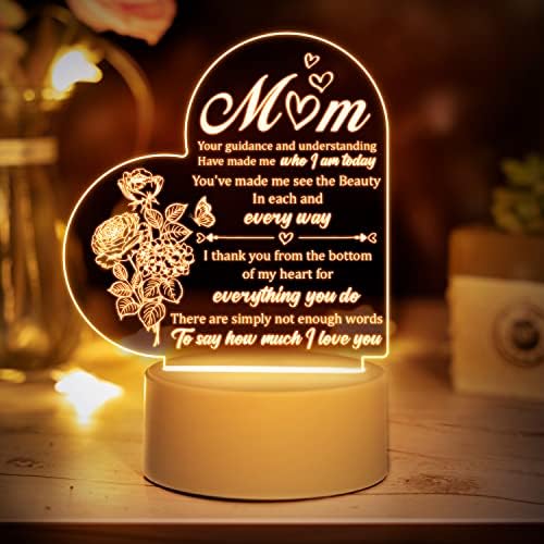 Mothers Day Gifts for Mum from Daughter - Gifts for Mum - Mum Gifts Engraved Night Light for Birthday Present for Mum, Mum Gifts from Daughter/Son with Thankful Sayings, Mothers Day Gifts for Mum