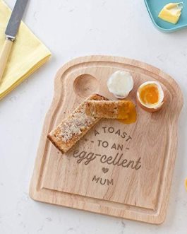 A Toast to an Egg-cellent Mum Breakfast Egg Board – Mum Birthday Gifts from Son Kids Daughter Baby – Unique Mothers Day Present Idea – Funny Engraved Pun Design