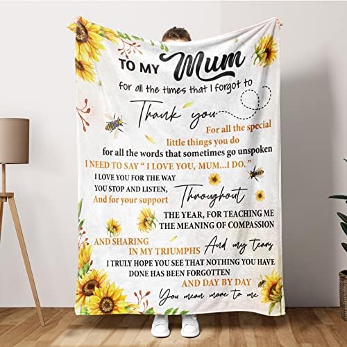 Niyewsor for Mum, Mum Gifts from Daughter Son, Mum Birthday Gifts, Flannel Fluffy Blanket Presents for Mum, Thanksgiving for Mum Mummy