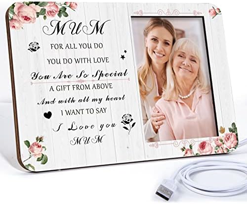Gifts for Mum-Lighting Picture Frame Mum Gifts, Christmas Thanksgiving New Year Mothers Day Birthday Gifts for Mum Grandma Mother-In-Law Stepmum, 3.5x5 Picture Frame Gifts for Mum from Daughter or Son