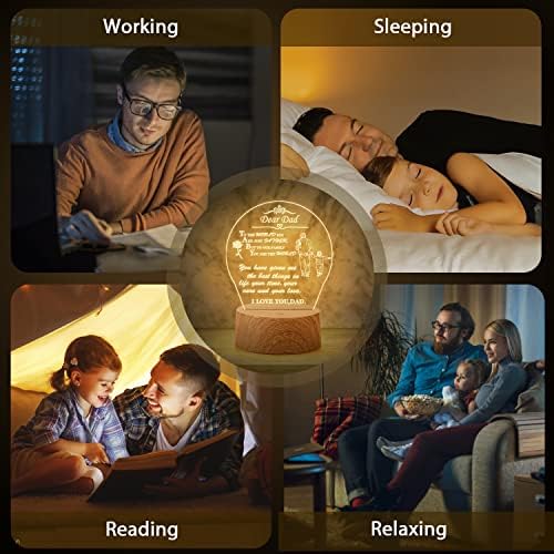Gift for Dad from Daughter Son,Dad Birthday Gift RGB Acrylic Night Light with Imitation Wood Base,Present for Thanksgiving,Christmas,Father's Day,Remote Control 3D Illusion Lamp 16 Colors 4 Modes - Image 6