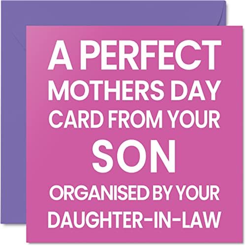 Funny Mother’s Day Card from Son - Organised by Daughter in Law - Joke Hilarious Happy Mothers Day Gift for Mum Mother, 145mm x 145mm Seasonal Greeting Cards for Mama Mam Mammy Mom Gifts