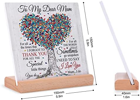 Mum Gifts from Daughter Son, Desk Decor Sign Gifts for Mum, Birthday Gifts for Mum, Acrylic Plaque Presents for Mum, Best Mum Gifts for Mother's Day Valentine's - Image 4