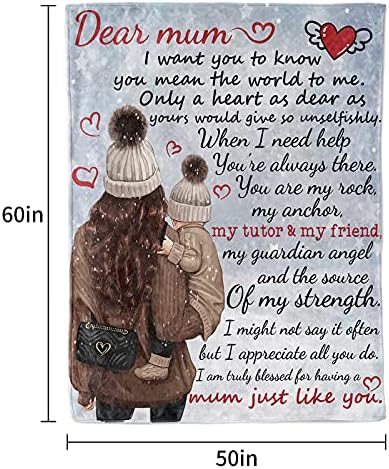 Funnli Flannel Letter Blanket 127*152CM Mum Gifts, Soft Throw Blanket Mummy Presents, Christmas Mothers Day Birthday Gifts for Mum from Daughter Son - Image 3