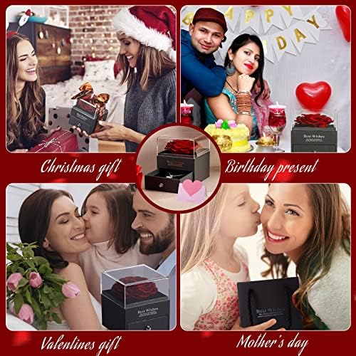 PQSWATER Handmade Real Roses Jewellery Box Silver Necklace Anniversary Valentine's Day Mother's Day Christmas Love of a Lifetime Gift of Roses for Women - Image 7