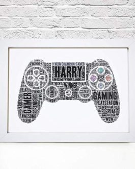 Personalised Playstation Controller Gaming Word Art Print – Birthday, Fathers Day Gift – Dad, Daddy Gifts – A5, A4 Prints & Framed