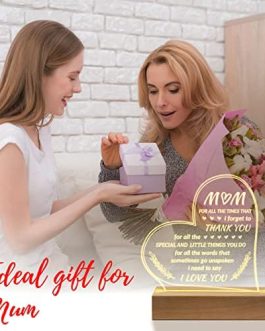Niyewsor Mothers Day Gifts for Mum, Mum Gifts Acrylic Night Light, Birthday Gifts for Mum from Daughter Son, Presents for Mum, Mother’s Day Thanksgiving Christmas Gifts for Mum Mummy