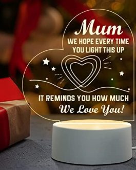 Niyewsor Mothers Day Gifts for Mum from Daughter Son, Acrylic Night Light Presents for Mum, Mum Birthday Gifts, Valentine’s Mother’s Day Gifts for Mum, Mummy