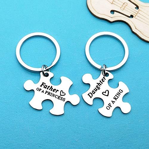 Ximalun Father Daughter Keyring Set Fathers Day Gift for Dad Father of a Princess Daughter of a King Keyring Set Dad and Daughter Gifts Christmas Birthday Gifts Daddy Gifts from Daughter - Image 2