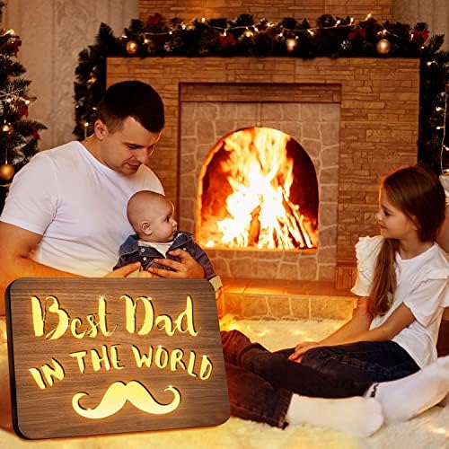 Best Dad Gifts from Daughter Son, Birthday Gifts for Dad, Idea Dad Gifts for Father Day Presents Valentines Day Gifts for Dad, Daddy, Stepdad, Grandpa, Father in Law, Engraved Father Plaque with Lamp - Image 3