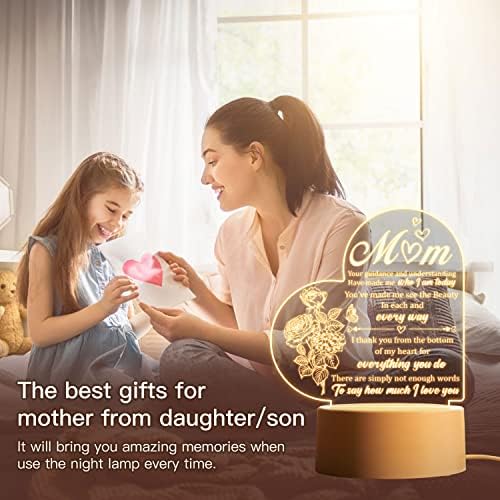 Mothers Day Gifts for Mum from Daughter - Gifts for Mum - Mum Gifts Engraved Night Light for Birthday Present for Mum, Mum Gifts from Daughter/Son with Thankful Sayings, Mothers Day Gifts for Mum - Image 2