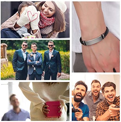 EDSG Personalised Mens Bracelet | Leather Engraved Bracelet Gift for Boyfriend Husband Dad Bestman | Gift for Christmas, Birthday, Wedding, Anniversary, Father's Day | Customised Name - Image 2