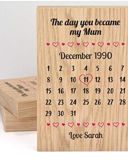 The Day You Became My Mum Gifts – Printed Wooden Day You Were Born Gifts For New Mummy Nanny – PERSONALISED Gifts from Baby Daughter Son – 1st First Mothers Day – Mum Birthday Christmas Gifts