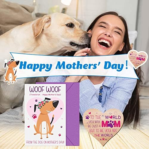 Mum Gifts Set Including Mum Wooden Hanging Heart Plaque, Mother's Day Card from the Dog Funny Birthday Card and Purple Envelope for Mother's Day Dog Lovers Personalised Gifts Presents Pet Keepsake - Image 7