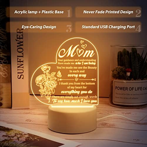 Mothers Day Gifts for Mum from Daughter - Gifts for Mum - Mum Gifts Engraved Night Light for Birthday Present for Mum, Mum Gifts from Daughter/Son with Thankful Sayings, Mothers Day Gifts for Mum - Image 5