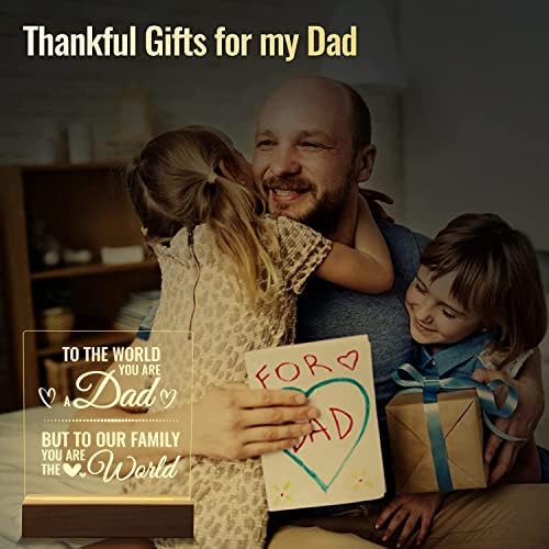 Gifts for Dad, Bedside Lamp is The Best Dad Gifts, Birthday Gifts for Dad Night Light, Dad Christmas Gifts from Daughter or Son-to The World You are A Dad But to Our Family You are The World - Image 4