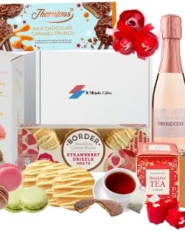 Chocolate gift hampers filled with ferrero rocher, biscuits gifts, roses and more for mothers day gifts, valentines day gift, gift for her or present for her – Proseco and chocolate gift set