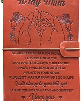 OMNIQI Mothers Day Gifts for Mum from Daughter, Leather Journal Birthday Mum Gifts, Personalised Retro Diary Notebook Christmas Gifts Card for Mother – I will always be your little girl