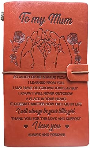 OMNIQI Mothers Day Gifts for Mum from Daughter, Leather Journal Birthday Mum Gifts, Personalised Retro Diary Notebook Christmas Gifts Card for Mother - I will always be your little girl