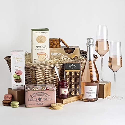 Celebration Prosecco Gift Set - Exclusive Mothers Day Hamper for Women with Elegant Biscuits, Premium English Tea, French Macarons & More | Indulgent Prosecco Hamper for Couples By Clearwater Gift - Image 2