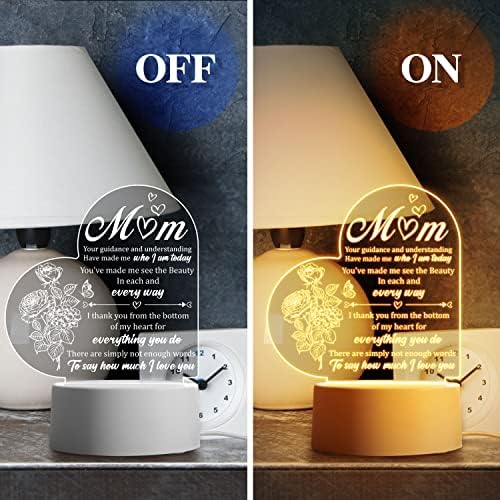 Mothers Day Gifts for Mum from Daughter - Gifts for Mum - Mum Gifts Engraved Night Light for Birthday Present for Mum, Mum Gifts from Daughter/Son with Thankful Sayings, Mothers Day Gifts for Mum - Image 7