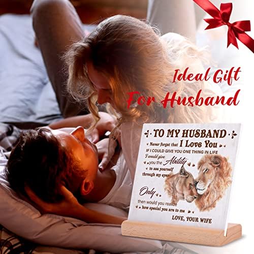 Valentines Card for Husband From Wife, Husband Birthday Card, Husband Gifts for Valentines, Father's Day, Anniversary, Wedding Gifts for Him, Positive Plaque Sign with Wooden Stand for Husband - Image 2
