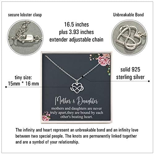 RareLove Gifts for Mum,925 Sterling Silver Tiny Infinity Heart Necklaces for Mother & Daughter,Mom Necklace Jewellery from Daughter,Mom Gifts for Mothers Day,Best Birthday Gift Ideas - Image 3