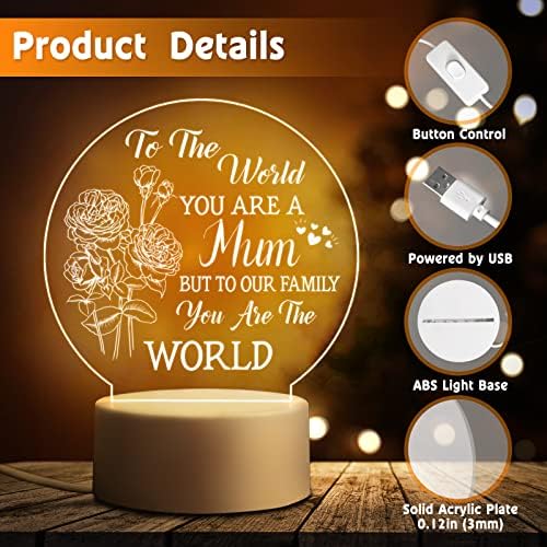 Mothers Day Gifts for Mum from Daughter Son - Mum Birthday Gifts Night Light, Mum Gifts for Christmas, Mother's Day, Birthday, Thanksgiving, Acrylic Night Lamp Gifts for Mum, Stepmom - Image 5