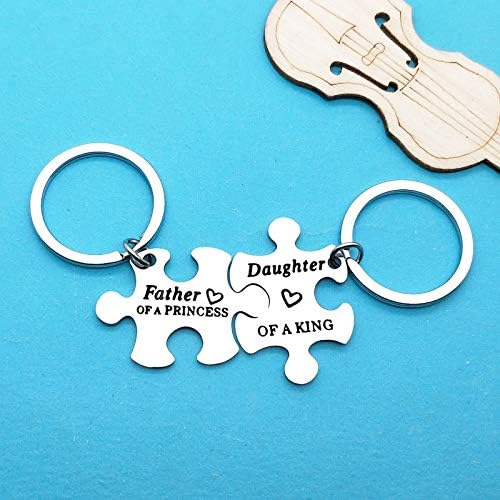 Ximalun Father Daughter Keyring Set Fathers Day Gift for Dad Father of a Princess Daughter of a King Keyring Set Dad and Daughter Gifts Christmas Birthday Gifts Daddy Gifts from Daughter - Image 3
