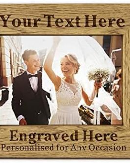 EDSG Personalised Wooden Photo Frame Laser Engraved 7″X5″ Photo Frame Mothers Day Custom Gift With Any Date Any Name Any Text Christmas(Landscape, Personalised Text)
