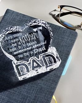 Crystal Birthday Gift for Dad,Presents for Daddy Father’s Day Gifts from Daughter, Paperweight with DAD Letters